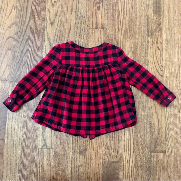 Old Navy Red Plaid Flannel Top, 18-24 Months - Picture 2 of 4